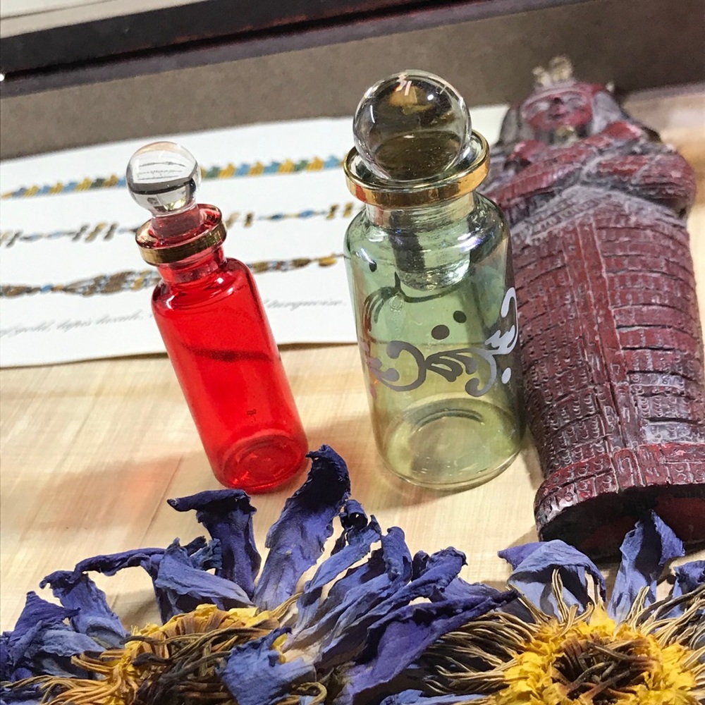 Egyptian mini glass bottles etched in 24k gold
